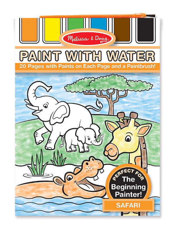 Melissa & Doug รุ่น 3175 Paint with Water - Safari ชุดสมุดระบายสีเพ้นท์ไม่เลอะเทอะ มีแป้นสี รุ่นซาฟารี  ช่วยให้เรียนรู้เรื่องสี ฝึกการบังคับมือ ความตั้งใจและการมีสมาธิ